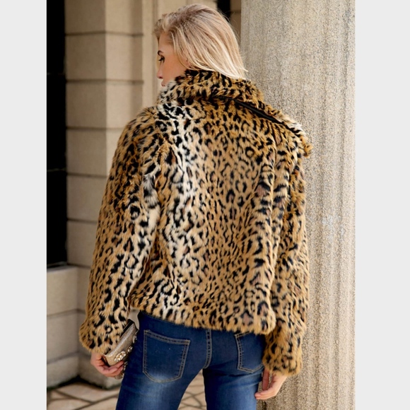 Faux Cheetah Fur Short Jacket - Picture 4 of 8